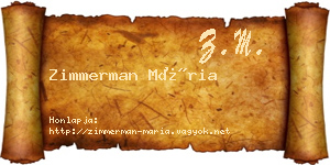 Zimmerman Mária névjegykártya